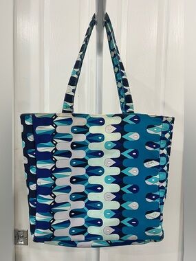 Emilio Pucci Blue Teal Patterned Tote